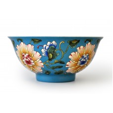 1463  A Pair of blue ground falancai bowls